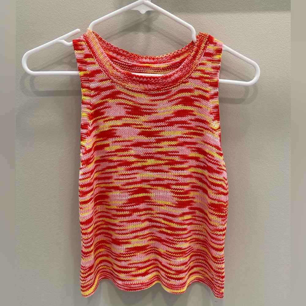 Pink and orange knit top